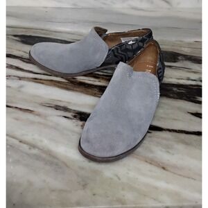 Tom's Shaye Low Ankle Bootie Women's  Gray Suede Stacked Leather Heel Sz 5.5